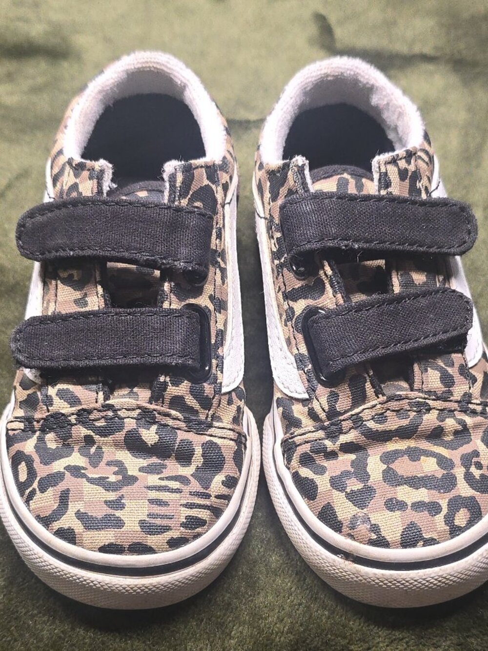 Vans Old Skool V Leopard Print Toddler Size 7 Animals Are Friends Velcro